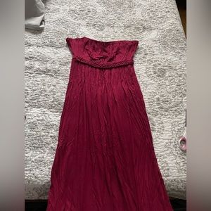 Red maxi dress with braid detail